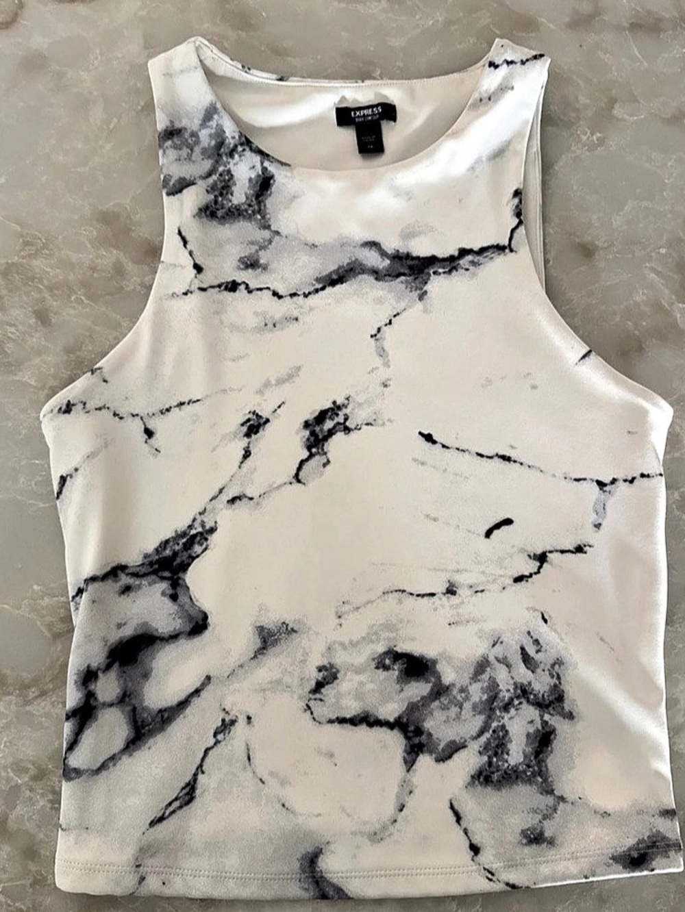 Express Body Contour Marble Print Crop Tank XS Like New